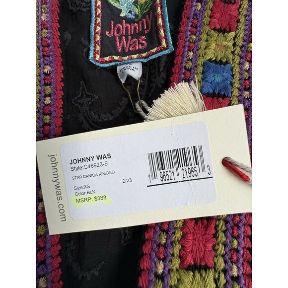 Johnny Was Star Danica Short Kimono Large Black Print Embroidered Jacket $388 - Picture 12 of 13
